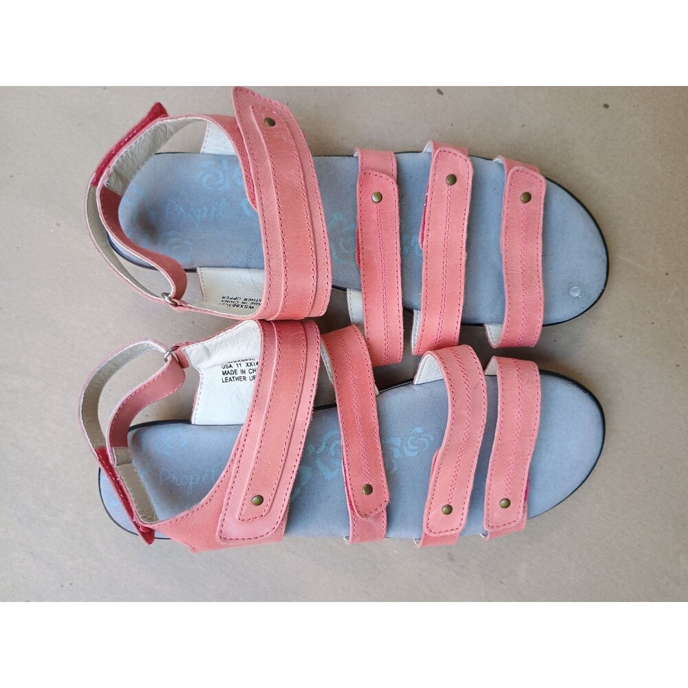 Propet Aurora Pink Coral Leather Sandals Shoes Women's US 11 XX (4E) - Picture 1 of 8